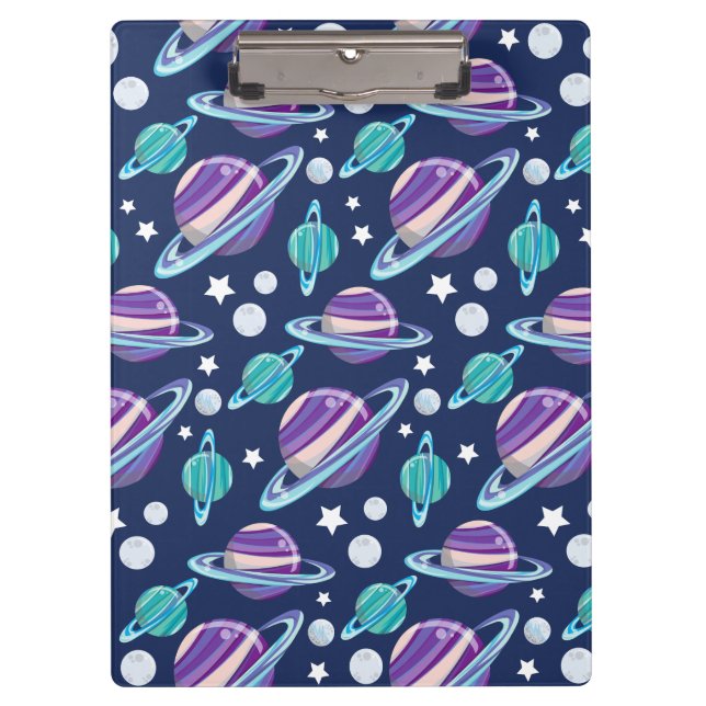 Space Pattern, Planets, Stars, Galaxy, Cosmos Clipboard (Front)