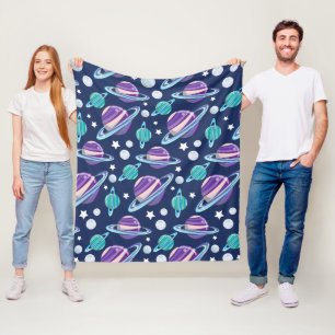 Space Pattern, Planets, Stars, Galaxy, Cosmos Fleece Blanket