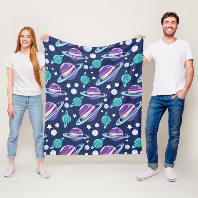 Space Pattern, Planets, Stars, Galaxy, Cosmos Fleece Blanket (In Situ)