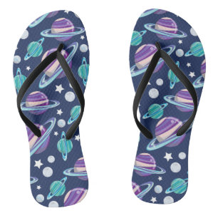 Space Pattern, Planets, Stars, Galaxy, Cosmos Jandals