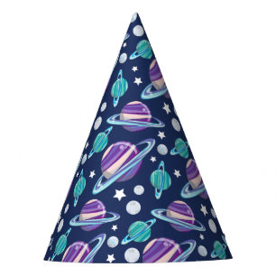 Space Pattern, Planets, Stars, Galaxy, Cosmos Party Hat
