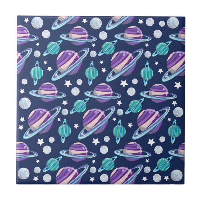 Space Pattern, Planets, Stars, Galaxy, Cosmos Tile (Front)
