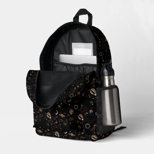 Space Pattern  Printed Backpack (Back Corner Right (Open))
