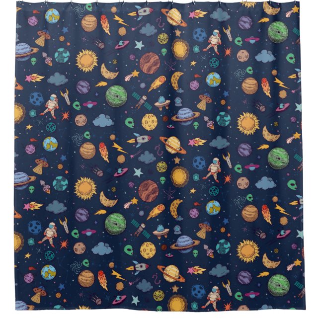 Space Pattern Shower Curtain (Front)
