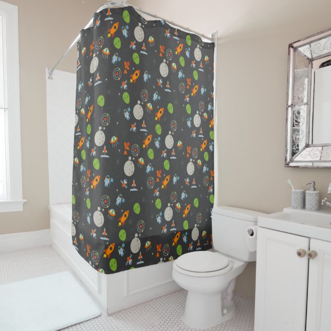 Space Pattern Shower Curtain (In Situ)