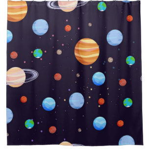 Space pattern shower curtain