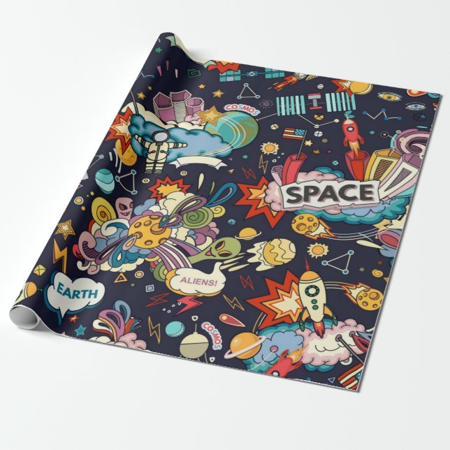 Space pattern wrapping paper (Unrolled)