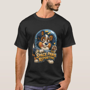 Space Paws Reporting Astronaut Dog T-Shirt