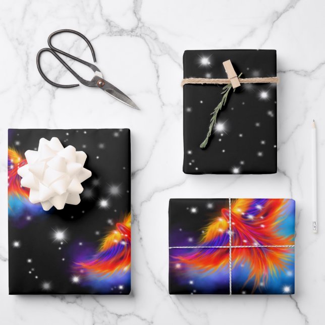 Space Phoenix Nebula Wrapping Paper Sheet (Front)