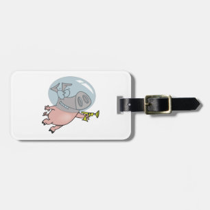 Space Pig with Ray Gun Funny Astronaut Luggage Tag