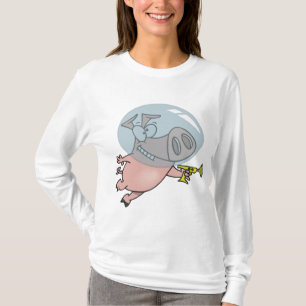 Space Pig with Ray Gun Funny Astronaut T-Shirt