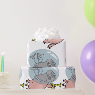 Space Pig with Ray Gun Funny Astronaut Wrapping Paper