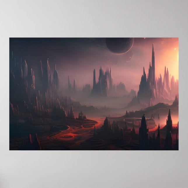 Space Planet Landscape Digital Art Poster #034 (Front)