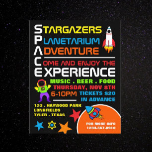 Space, Planetarium Event Advertising Flyer