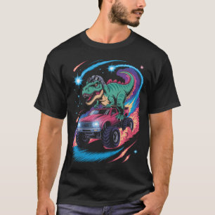 Space Planets Astronaut Dino Trex Monster Truck T-Shirt