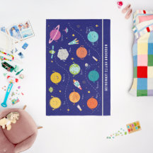 Space Planets Rocket Blue Personalised Monogram
