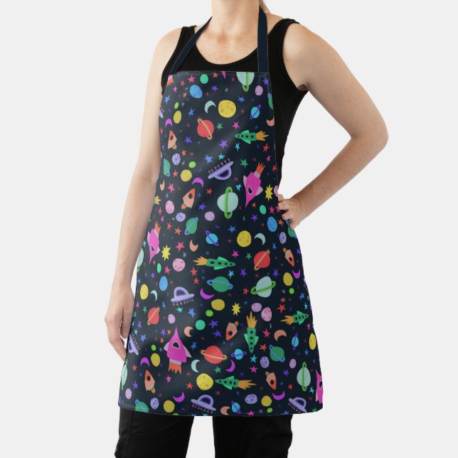 Space Planets Rockets Spaceships Moons Colourful  Apron (Insitu)