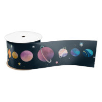 Space Planets Stars Moon Galaxy Watercolor