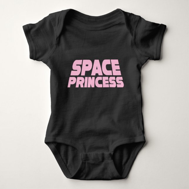 Space Princess - Baby Jersey Bodysuit (Black) (Front)