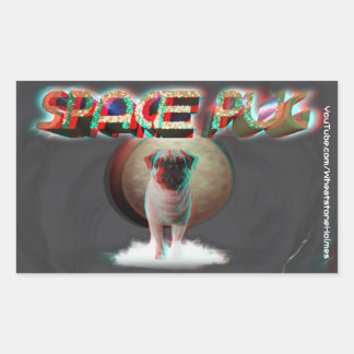 Space Pug 3D Rectangular Sticker