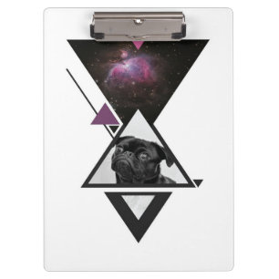 Space Pug Black Pug Dog Gift Idea For Pug Lovers Clipboard