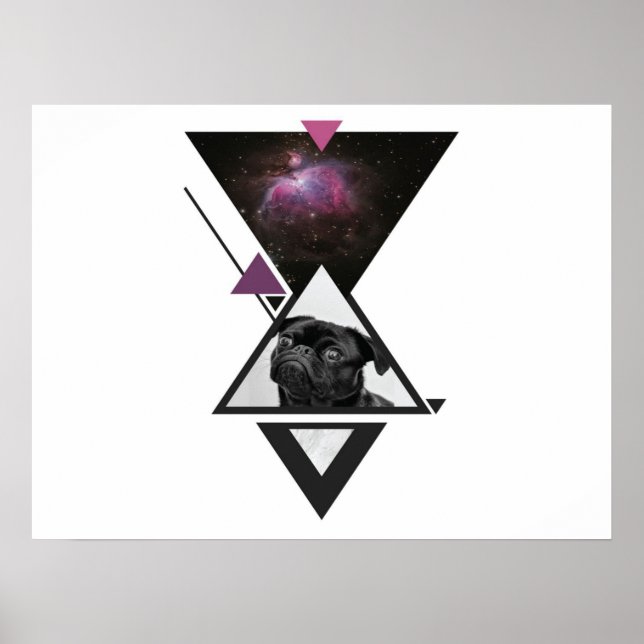 Space Pug | Black Pug Dog Gift Idea For Pug Lovers Poster (Front)