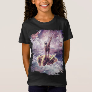 Space Pug Riding Giraffe Unicorn - Pizza & Taco T-Shirt