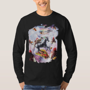 Space Pug Riding Unicorn  Ice Cream & Taco T-Shirt