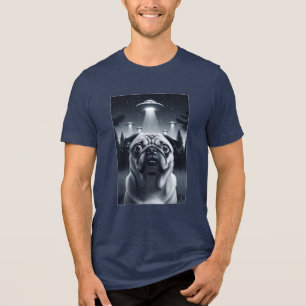 Space Pug Takes Alien Selfie Funny Dog Gift Tri-Blend Shirt