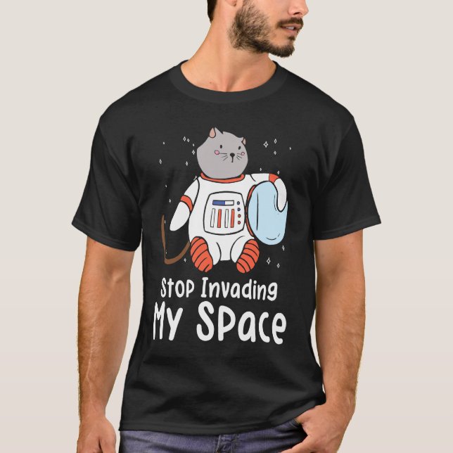 Space Purring Cat Astronaut Cat  Spaceship T-Shirt (Front)