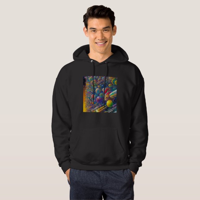  Space Race men black hooded sweatshirt (Front Full)