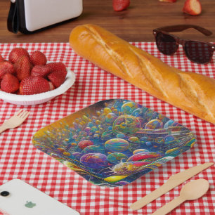 Space Race square paper plates