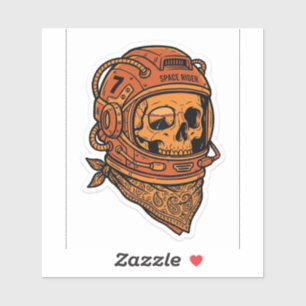 Space Rider Skull Decal — Biker Astronaut Sticker