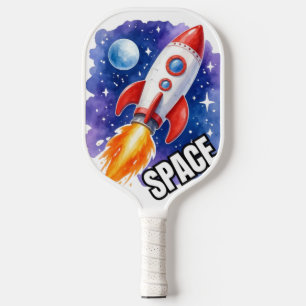 Space Rocket Adventure – Watercolor Rocket Pickleball Paddle