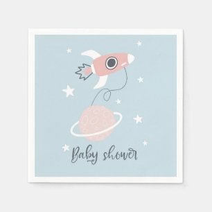 Space Rocket and Jupiter Baby Shower Napkin