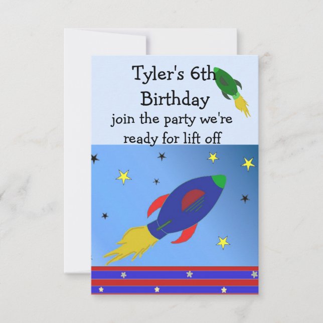 Space Rocket Birthday Invitation (Front)
