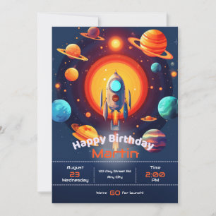 Space Rocket Birthday Party Invitation