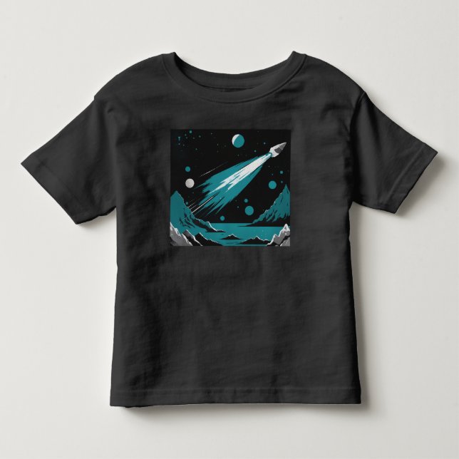 Space Rocket – Grey & Blue Toddler T-Shirt (Front)