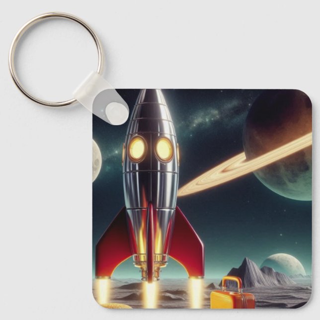 Space Rocket  Key Ring (Front)