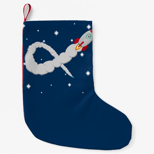 Space Rocket Launch in Space Small Christmas Stocking (Front)