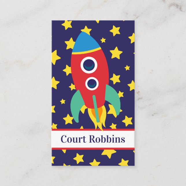 Space Rocket Personalised Calling Card (Front)