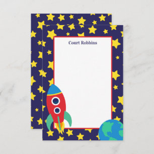 Space Rocket Personalised Note Cards
