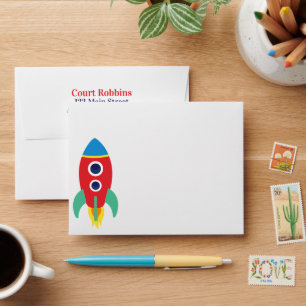 Space Rocket Personalised Stationery Envelopes