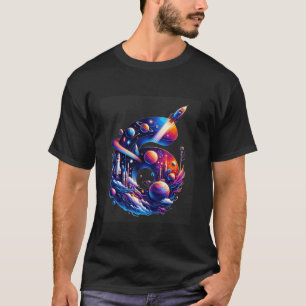Space Rocket Planet Kid 6th Birthday Party Six 6 Y T-Shirt
