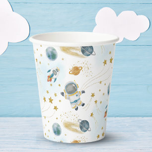 Space Rocket Ship Astronaut Stars Pattern Paper Cups