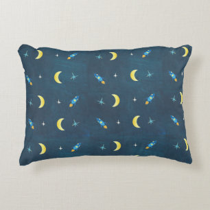 Space Rocket Ship Pattern  Decorative Cushion