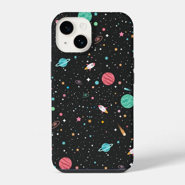 Space Rocket Ships and Planets iPhone Case (Back)