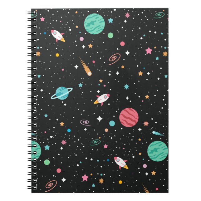 Space Rocket Ships and Planets Notebook (Front)