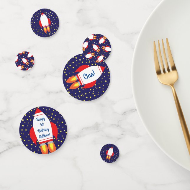 Space Rocket Star Ship 1st Birthday Party Confetti (Group)