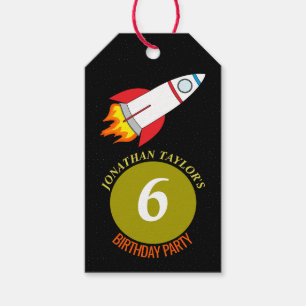 Space Rocket to the Moon Children's Birthday Gift Tags